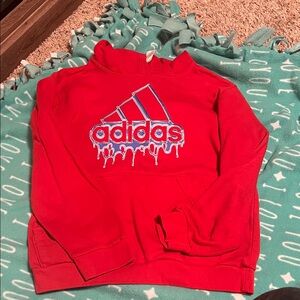 adidas Kids Red Hoodie with Drip Logo